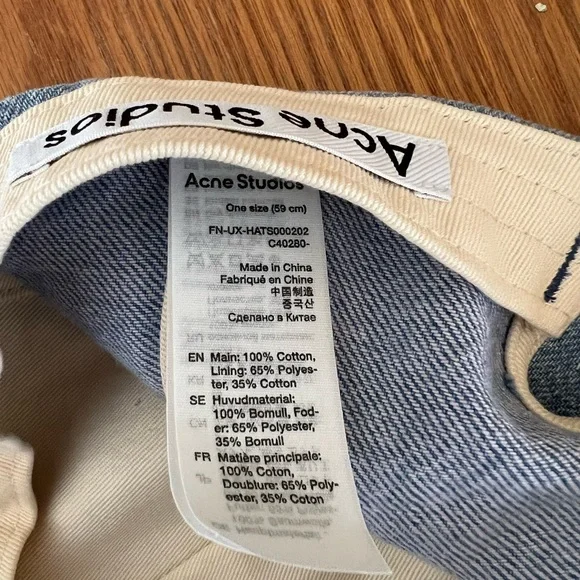 Acne Cat Print Blue Denim Hat - Picture 5 of 6